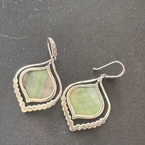 Chic Silver and Green Tear Drop Earrings